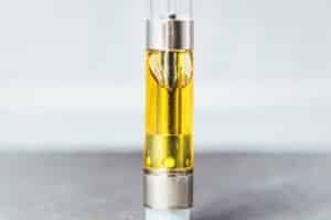 Full gram cartridge with cannabis oil and terpenes inside. An alternative method of smoking marijuana, medical & recreational.